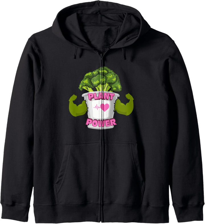 Vegan Vegetarian Plant Based Diet Broccoli Plant Power Kapuzenjacke