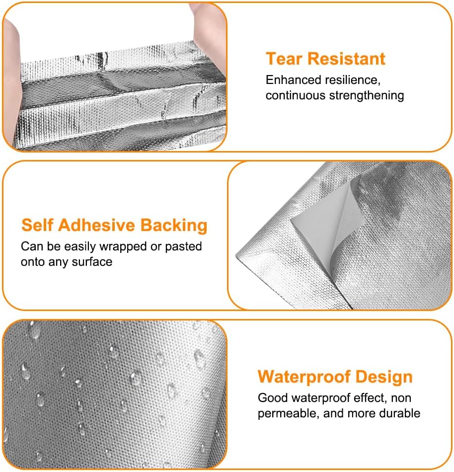 Aluminisierte Hitzeschutz,Hitzeschutzmatte Selbstklebend Kleberücken Aluminium Glasfaser Blatt Alumi