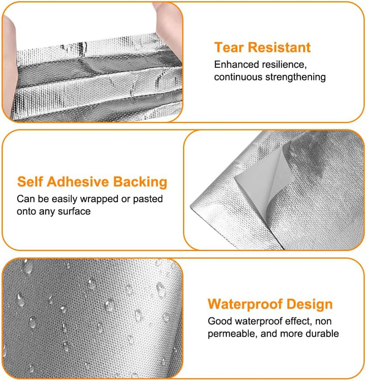 Aluminisierte Hitzeschutz,Hitzeschutzmatte Selbstklebend Kleberücken Aluminium Glasfaser Blatt Alumi