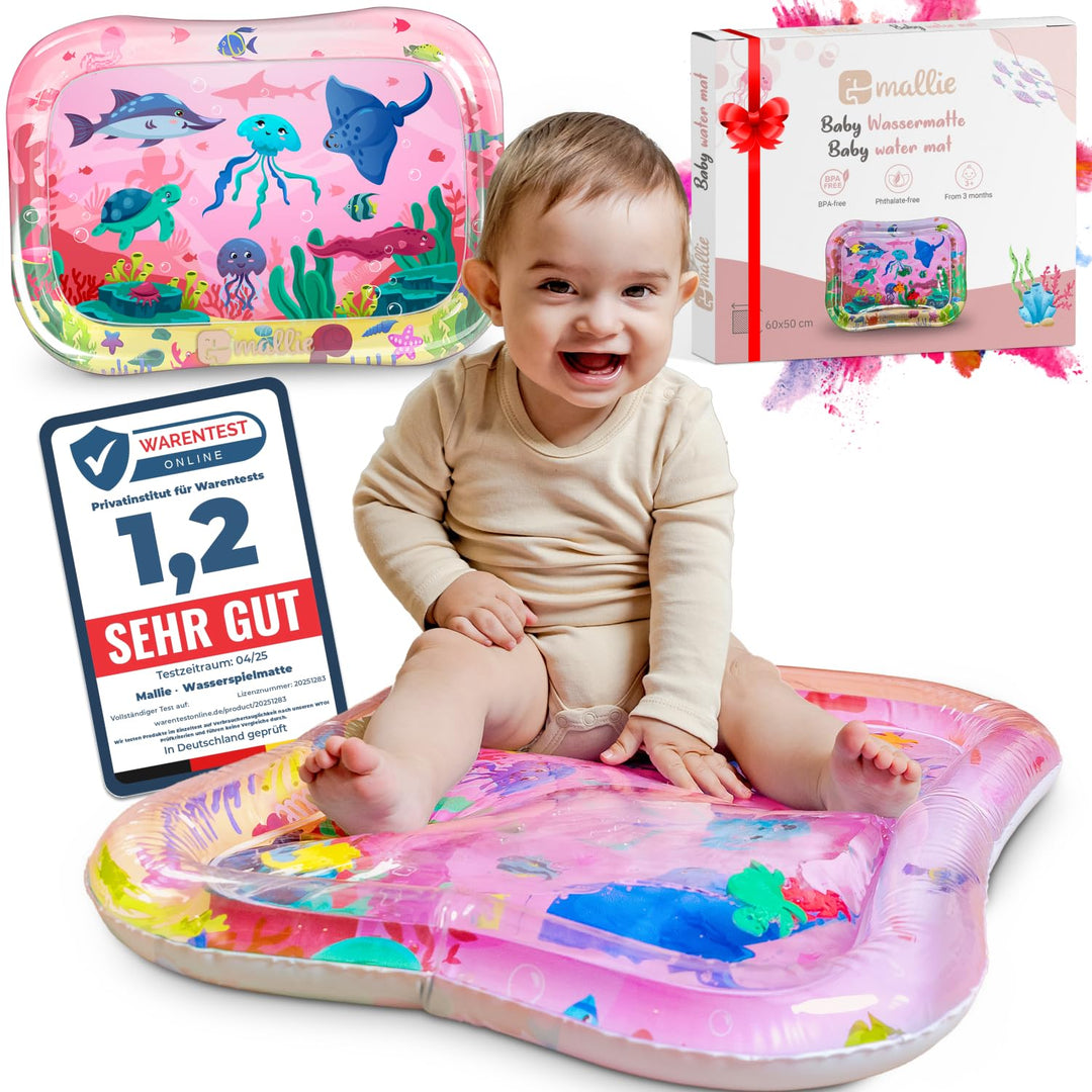 Mallie® Rosa Violett Wassermatte Baby BPA Frei 66 x 50 cm I Perfektes Tummy Time Toy für die Bauchla