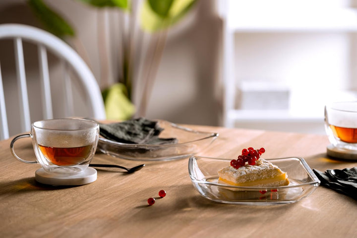 LEONARDO HOME Piazza Teller, 4er Set, spülmaschinenfeste Teller, moderne Servierteller aus Glas, Gla