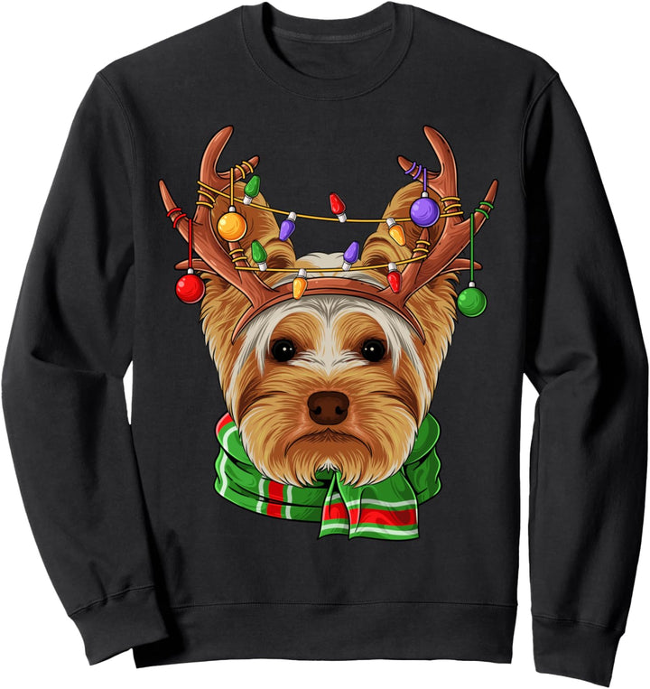 Weihnachtsgeweih mit Yorkshire Terrier und Rentier-Geweih Sweatshirt