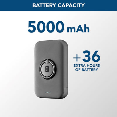 Cellularline | Portables Akkuladegerät | MagSafe-kompatibles tragbares Ladegerät - 5000 Mha
