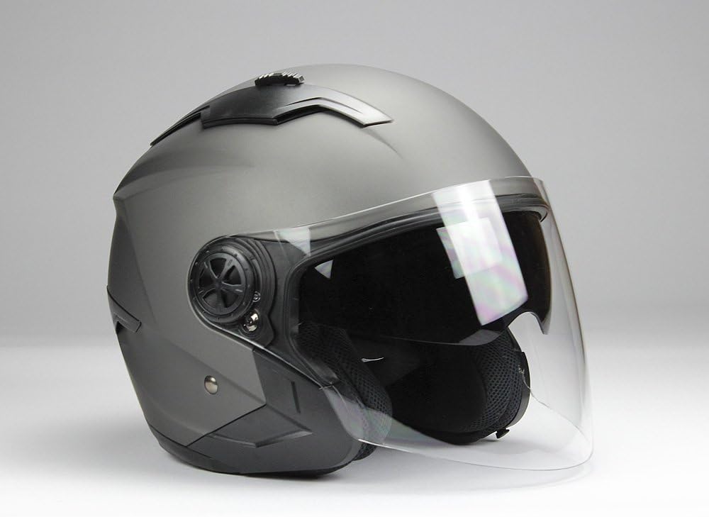 BNO Jethelm mit Langvisier Jet300 Motorradhelm Roller Helm Schutzhelm Matt Anthrazit (S-XXL) (S)
