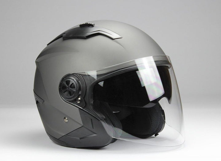 BNO Jethelm mit Langvisier Jet300 Motorradhelm Roller Helm Schutzhelm Matt Anthrazit (S-XXL) (S)