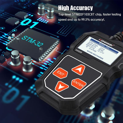 KONNWEI KW208 12V Batterietester, 100-2000 CCA Lasttester KfZ-Lichtmaschinen-Tester Digitaler Auto-B