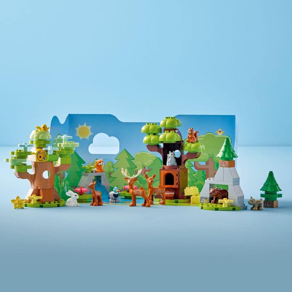 LEGO 10979 DUPLO Wilde Tiere Europas, Entwicklungsspielzeug für 2-Jährige, Hirsch, Bär, Fuchs und Ei