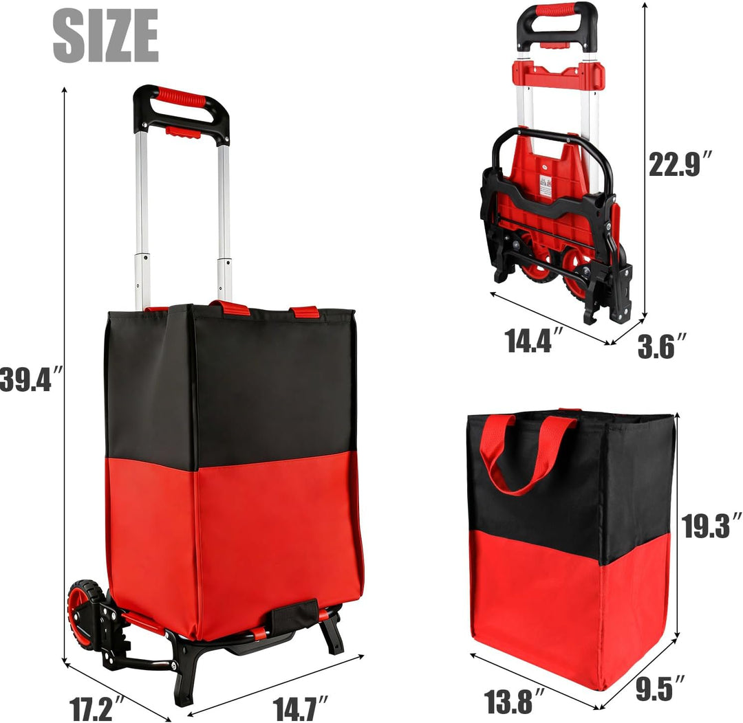 Faltbarer Einkaufswagen mit abnehmbarer wasserdichter Tasche und Bungee-Seil, robuster Schubwagen mi