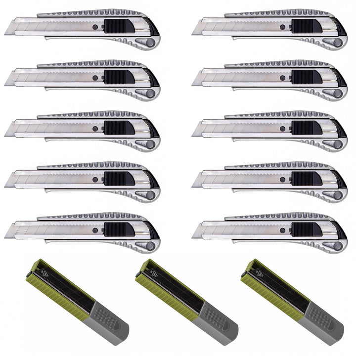 10 x Premium Colorus Alu Druckguss Cuttermesser 18mm inklusive 30 x Colorus Abbrechklingen Black Edi