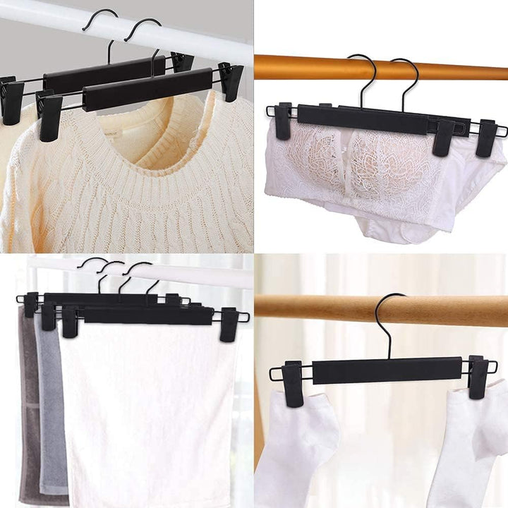 20 Stück Kleiderbügel mit starken Antirutsch verstellbaren Clips Haken, Platzsparende Hosenbügel für
