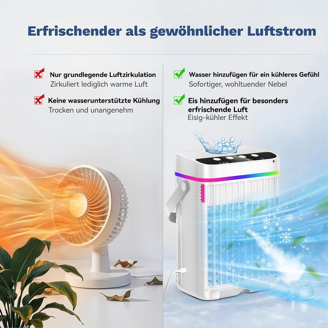 Mobile Klimaanlage 1250 ML, 4 In1 Mini Klimaanlage für Zimmer, Tragbare Mobile Klimagerät mit 1-3 H