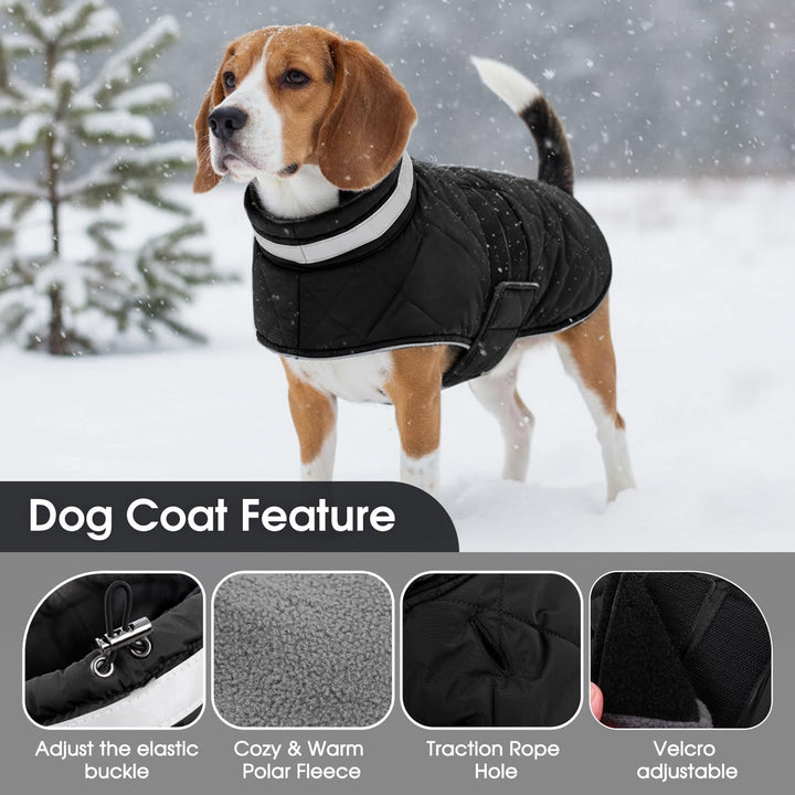 ASENKU Hundemantel Winter L für Grosse Hunde, Wasserdicht & Winddicht, Fleece Reflektierende Warme H