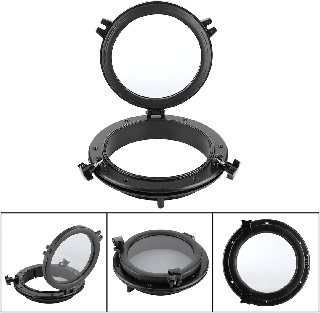 GAESHOW 26.5CM Marine Bullauge Runde schwarz Portlight Stalinit Fenster Universal für Boot Yacht Ers