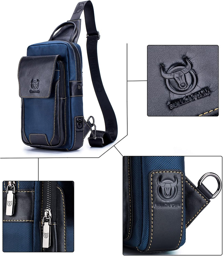 Sport-Brusttasche Kleine Hängetasche aus Leder für Männer Modische und Trendige Crossbody-Tasche Rei