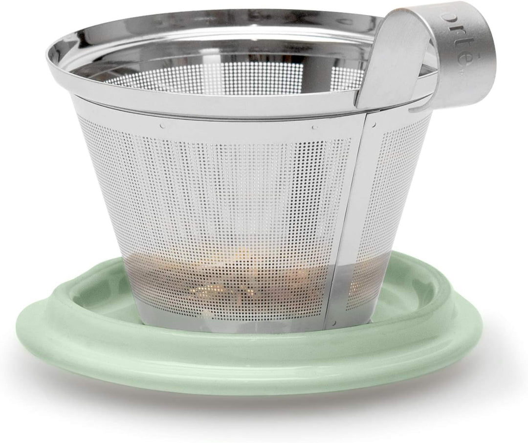 Tea Forté Kati Cup Fleur | Becher aus Edelstahl Herausnehmbarer Aufgussbecher | Qualitätsporzellan |