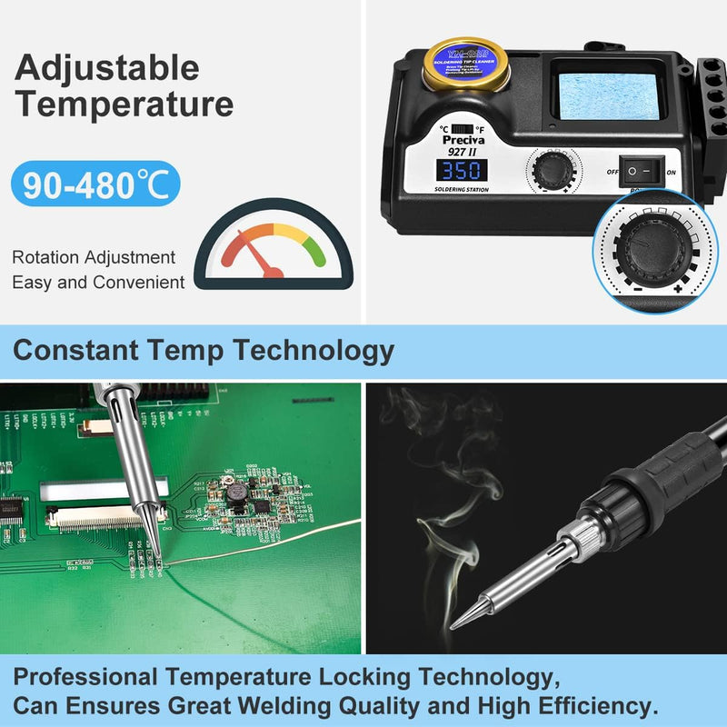 Lötstation, Preciva Lötkolben Set mit Displayanzeige, Temperatur Einstellbar 90~480 ℃, Standby-Modus