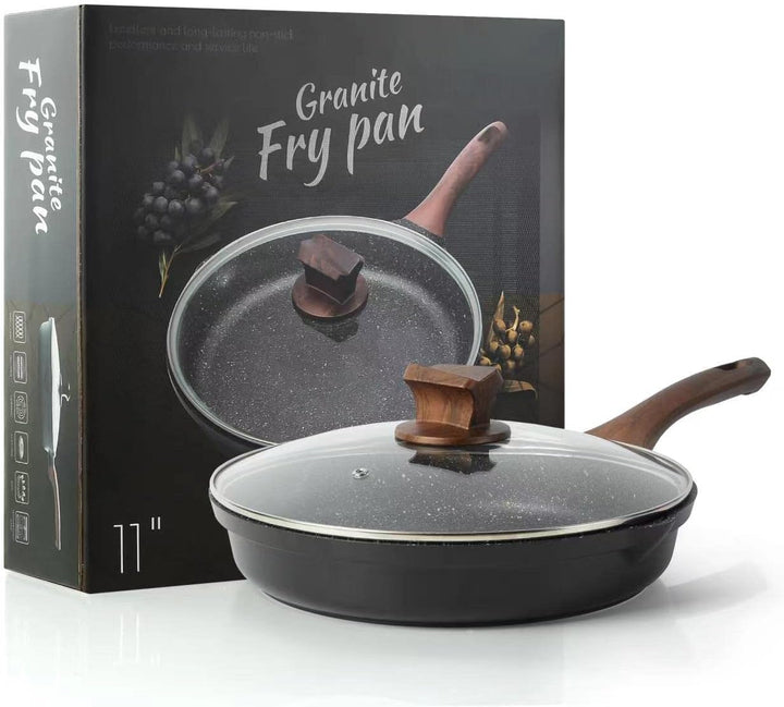 ZUOFENG Antihaft Pfanne Bratpfanne mit Deckel Beschichtet 28cm, Granit Pfannen Nonstick Frying Pan,