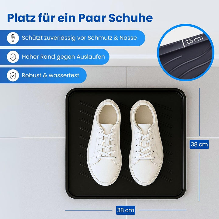Bestlivings Schuhabtropfschale (4er Pack) Schuhwanne mit hohem Rand (38 x 38 x 2,5cm) - Aptropfunter