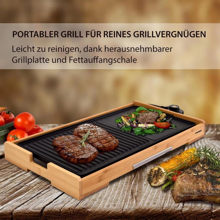 Syntrox Germany Elektrogrill Plancha Splendira, Tischgrill, 2200 Watt, Kontaktgrill, Grillplatte, Ca