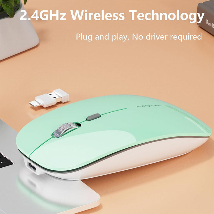 Uiosmuph Q5 Kabellos Maus, Wiederaufladbar Funkmaus 2.4G Leise Funkmaus Ultra Dünn Wireless Computer