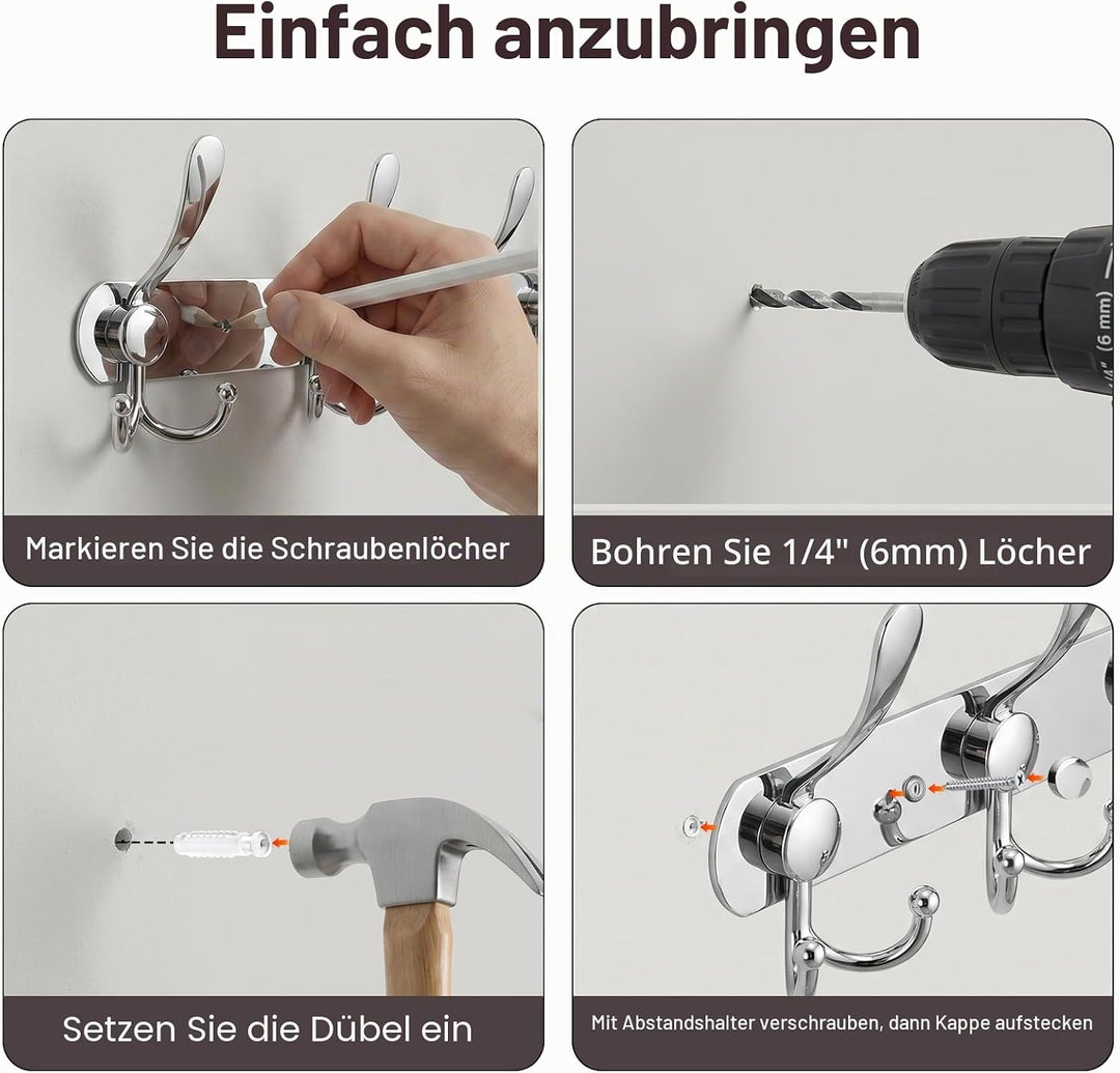 LYLIN kleiderhaken Hakenleiste, Garderobenhaken Edelstahl Rostfrei Handtuchhaken Wandhaken Garderobe