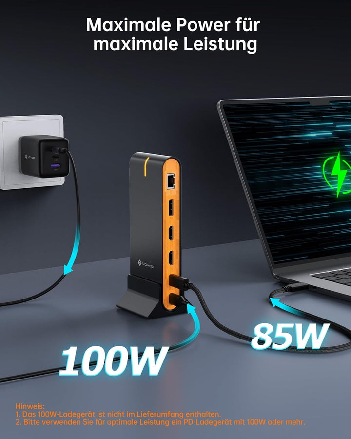 NOVOO 15-in-1 USB C Docking Station Triple Monitor 8K@30Hz DP,Dual 4K@60Hz HDMI, 10Gbps USB-A+C,SD/T