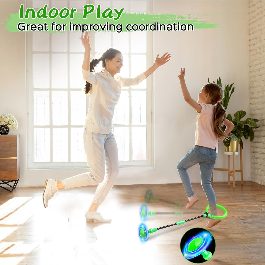 Jalunth Springring Fusskreisel Swing Wheel Outdoor Draussen Garten Strand Blinkt Skip Ball Spielzeug