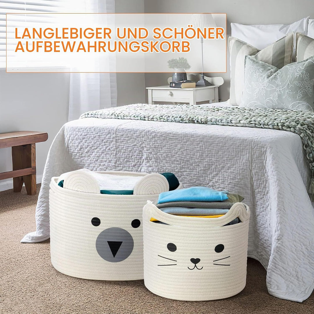 Aufbewahrungskorb Kinder aus Baumwolle für Spielzeug und Wäsche, Wäschekorb und Spielzeugkorb in ein