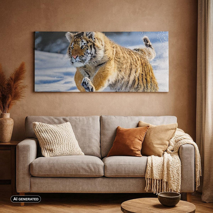 Panorama Bilder auf Leinwand 100x40cm Leinwandbild mit Rahmen tiger tier Gross Wanddeko Bild Schlafz