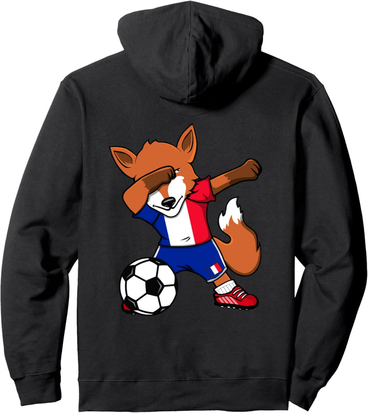 Dabbing Fuchs Fox Frankreich Fussball Französische Flagge Pullover Hoodie