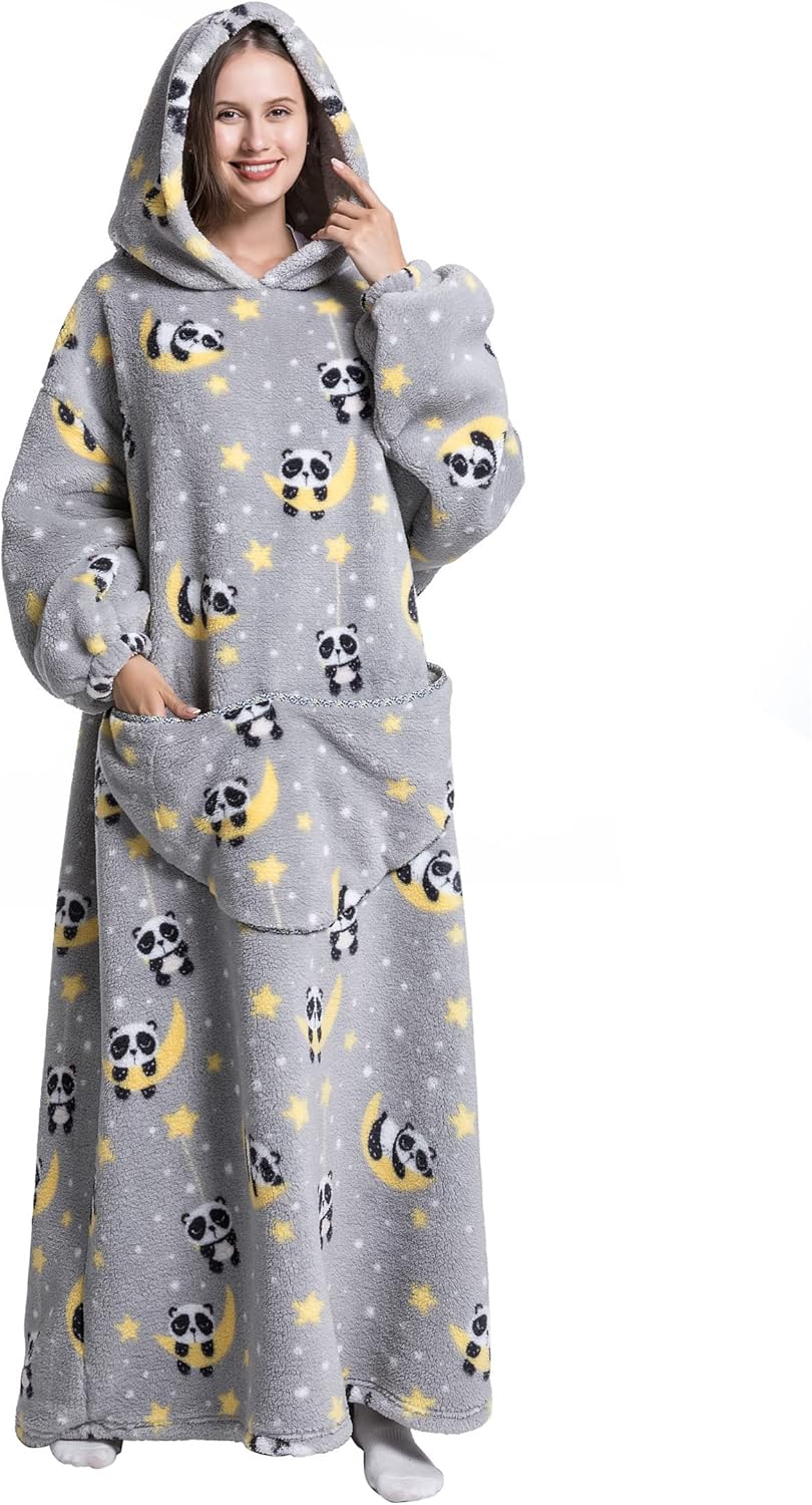 Pterygoid Verlängert Übergrosse Hoodie Decke,Decken Hoodie Damen mit Tasche und Kapuze,Superweiche u