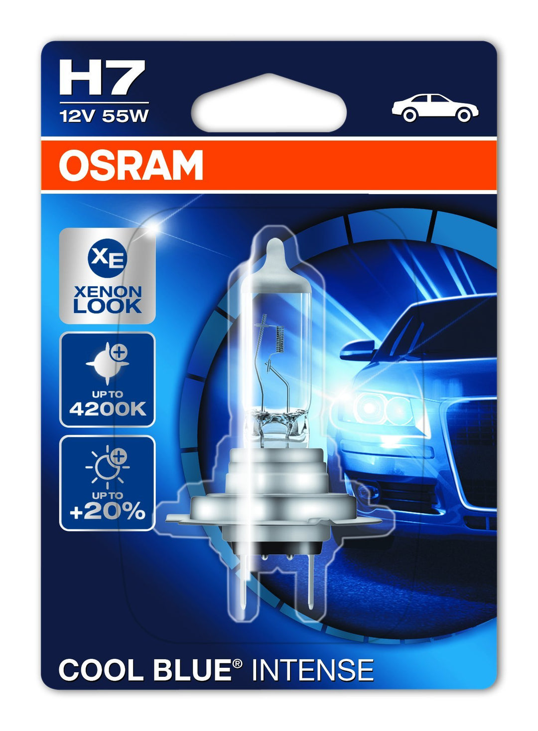 Osram COOL BLUE INTENSE H7, Halogen-Scheinwerferlampe, 64210CBI-01B, 12V PKW, Einzelblister (1 Stück