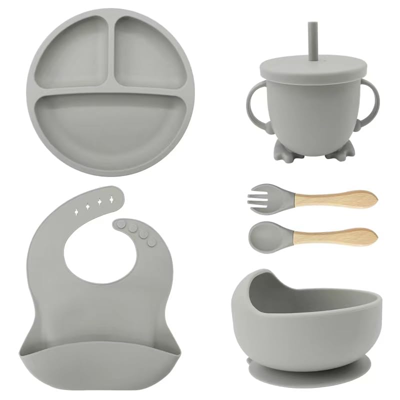 Eliano Sicheres & Rutschfestes Silikon Baby-Geschirrset - 6-teilig | Perfekt für die Beikosteinführu