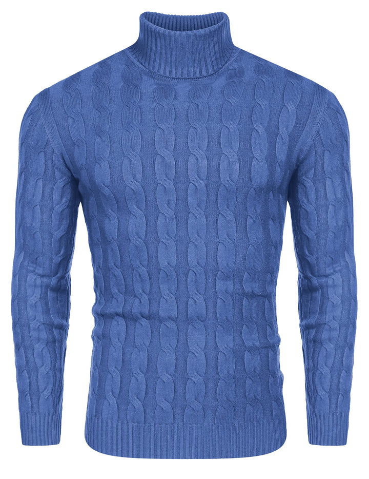 COOFANDY Herren Rollkragen Pullover Basic Strickpullover Zopfmuster Sweatershirt Männer Pullover Swe