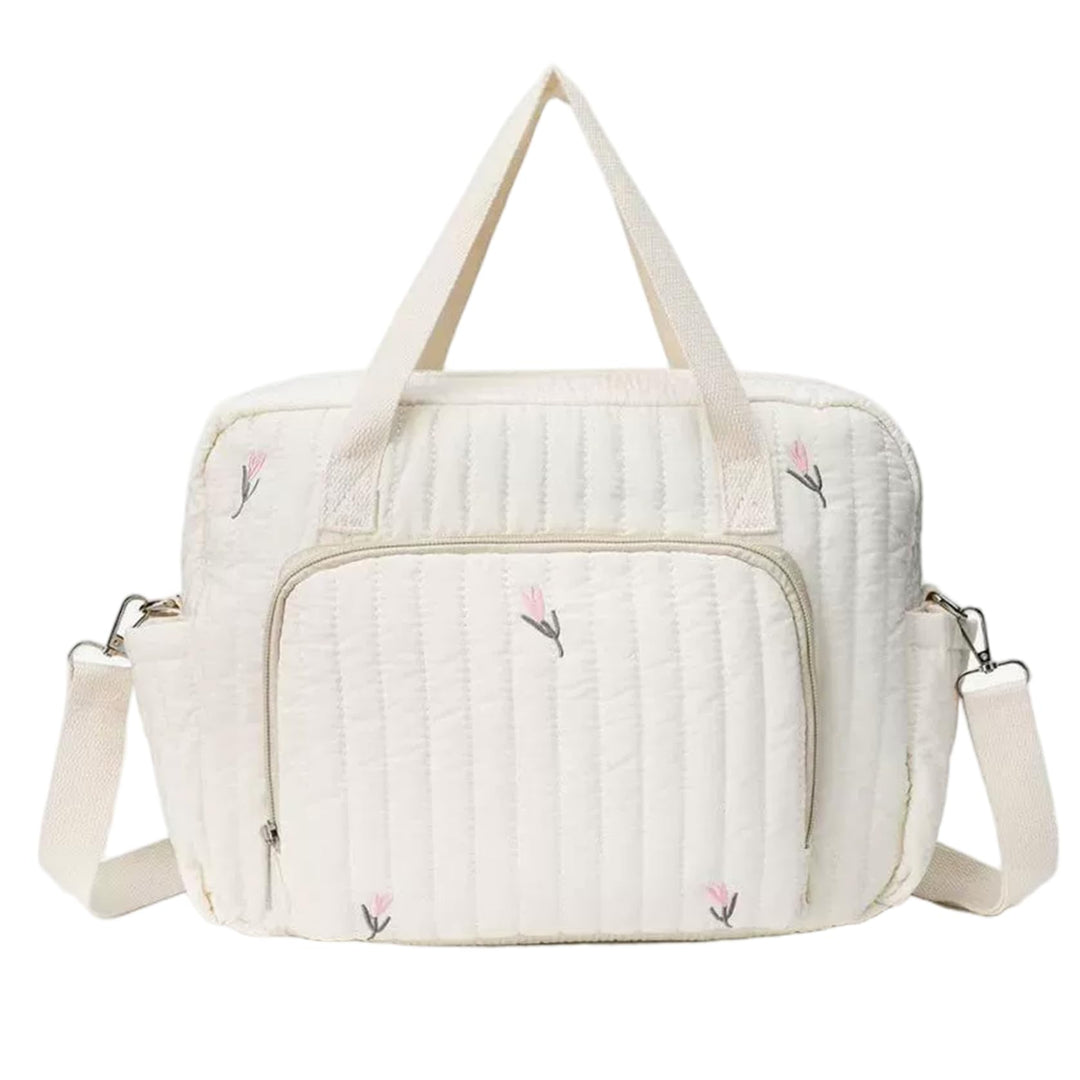 Wickeltasche, bestickt, gesteppt, tragbare Babytasche mit verstellbarem Riemen, stilvoll für Mama, b