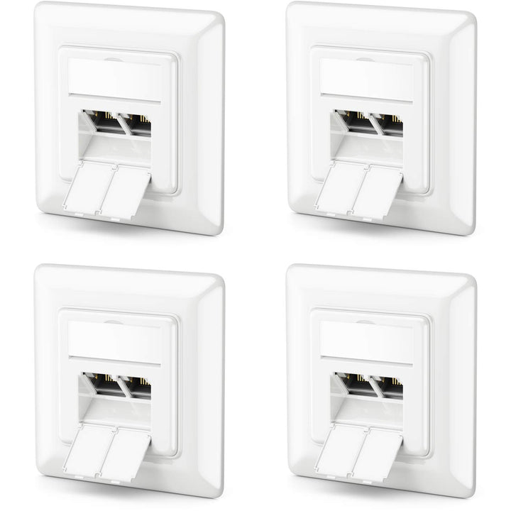 deleyCON 4x CAT6a Netzwerkdose 2x RJ45 Buchse Geschirmt Unterputz Montage 10 Gbit Ethernet Netzwerk