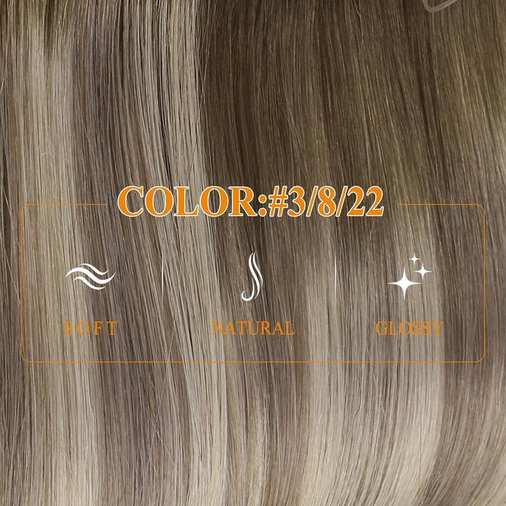 Easyouth Haarteile Echthaar Draht Wire on Extensions Echthaar 100g 20" Farbe Dunklerer Braunmix Asch
