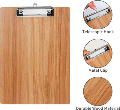 A5 Klemmbrett Holz,6 Stück Klemmbrett Schreibbrett mit Metalklemme,A5 Schreibplatte Klemmbretter Zwi