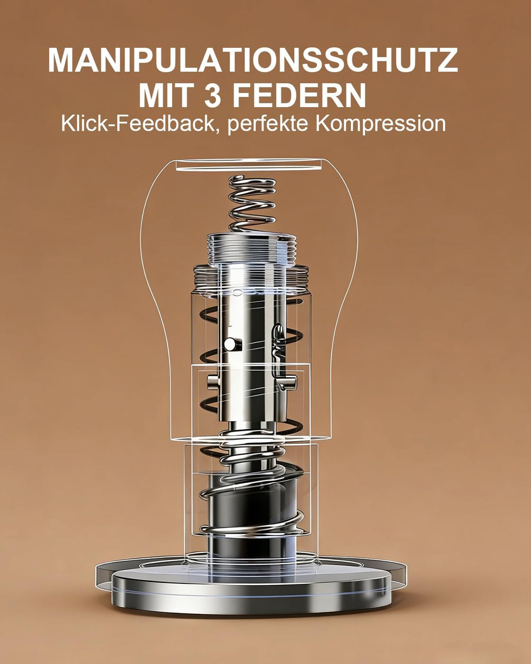 KOFIKOFI 53.3mm Kaffee Tamper mit Base Ripple Doppelfeder 30lbs Anpressdruck Espresso Tamper 304 Ede