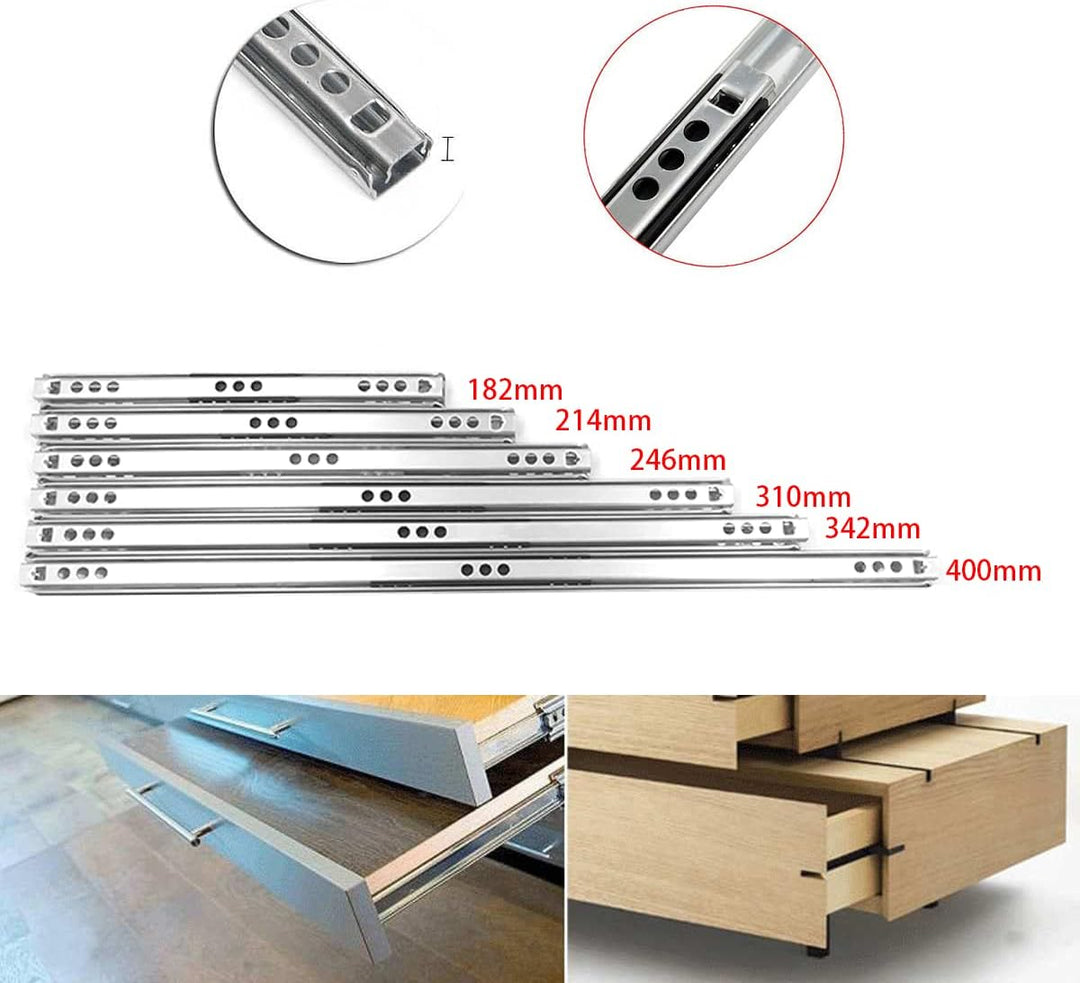 Vogueing Tool Schubladenschiene, 1 Paar, 17 mm breit, aus Metall, kugelgelagerte Schubladenschiene f