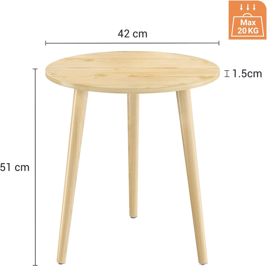 APICIZON Beistelltisch, Couchtisch rund Ø 42 cm, Höhe 51 cm, Sofatisch mit Beinen aus Massivholz, Sk