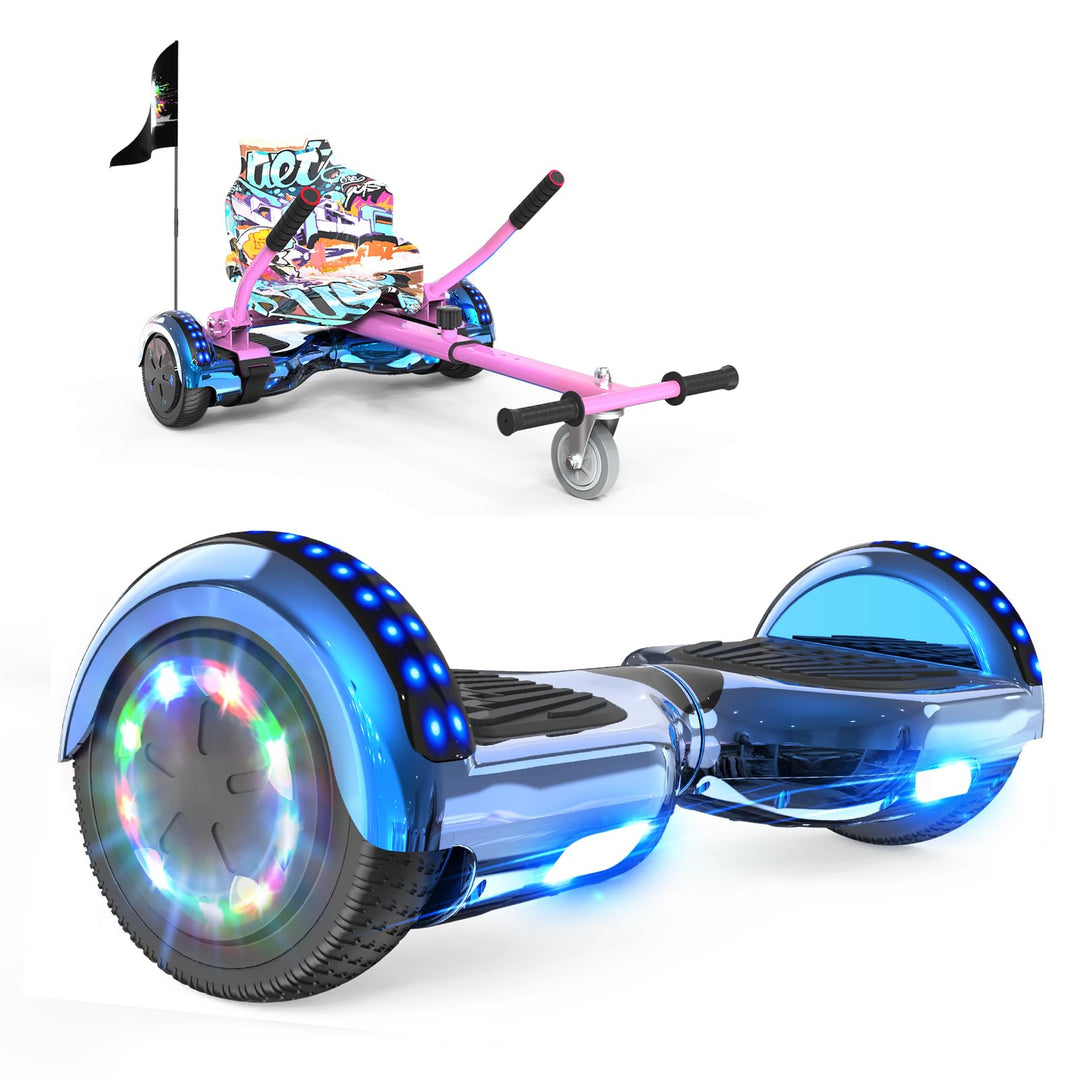 RCB Hoverboards mit Sitz Hoverkart komplett für Kinder, Skateboard mit Set, Hoverboards mit LED Lich