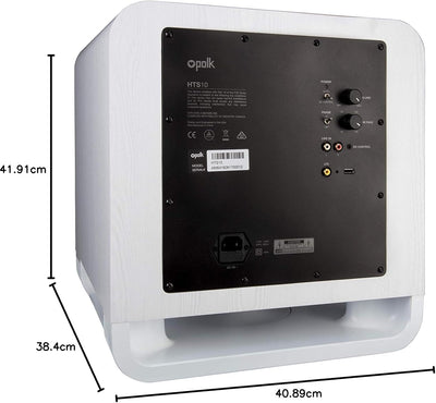 Polk Audio HTS 10 Aktivsubwoofer für Heimkino Soundsysteme und Musik, 10" Bass Box, 200 Watt, Weiss
