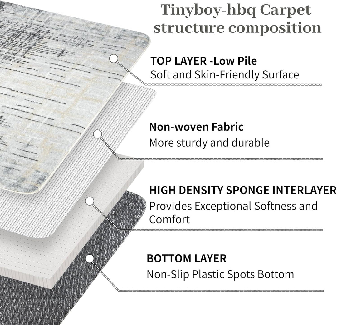 Tinyboy-hbq Teppiche Modern Designer für Wohnzimmer Kurzflor Teppich für Wohnzimmer Schlafzimmer Gra