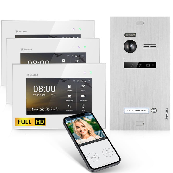 Balter EVO-HD Video Türsprechanlage, Video Türklingel mit Kamera, Smartphone App, 1 Familienhaus Kli