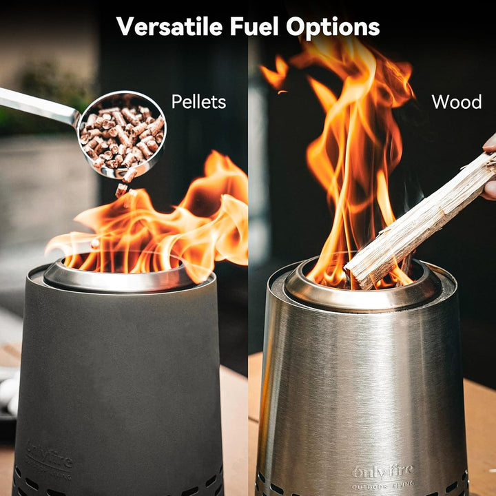 Onlyfire Tischfeuer Outdoor mit Tragetasche, Raucharmer Mini Tischkamin, Verbrennt Holz und Pelletbr
