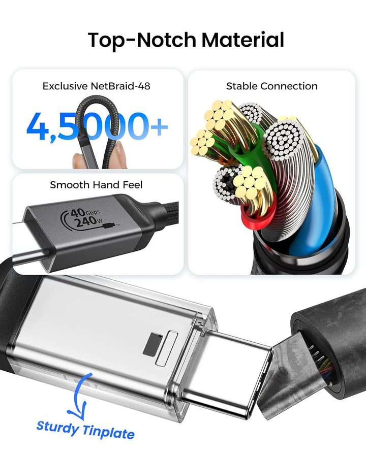 Silkland Zertifiziert USB4 Kabel mit Thunderbolt 4 Kabel, 40Gbps Datenkabel, PD3.1 240W 48V 5A Ladek