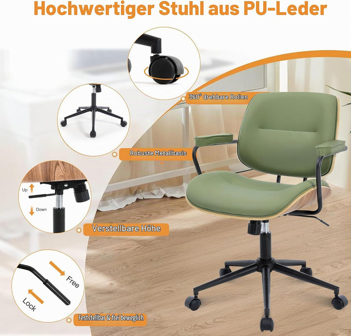 Homeoffice Bürostuhl Ergonomisch Stuhl Drehstuhl mit Armlehne Medieval Modern Bürostuhl 360°Drehbar