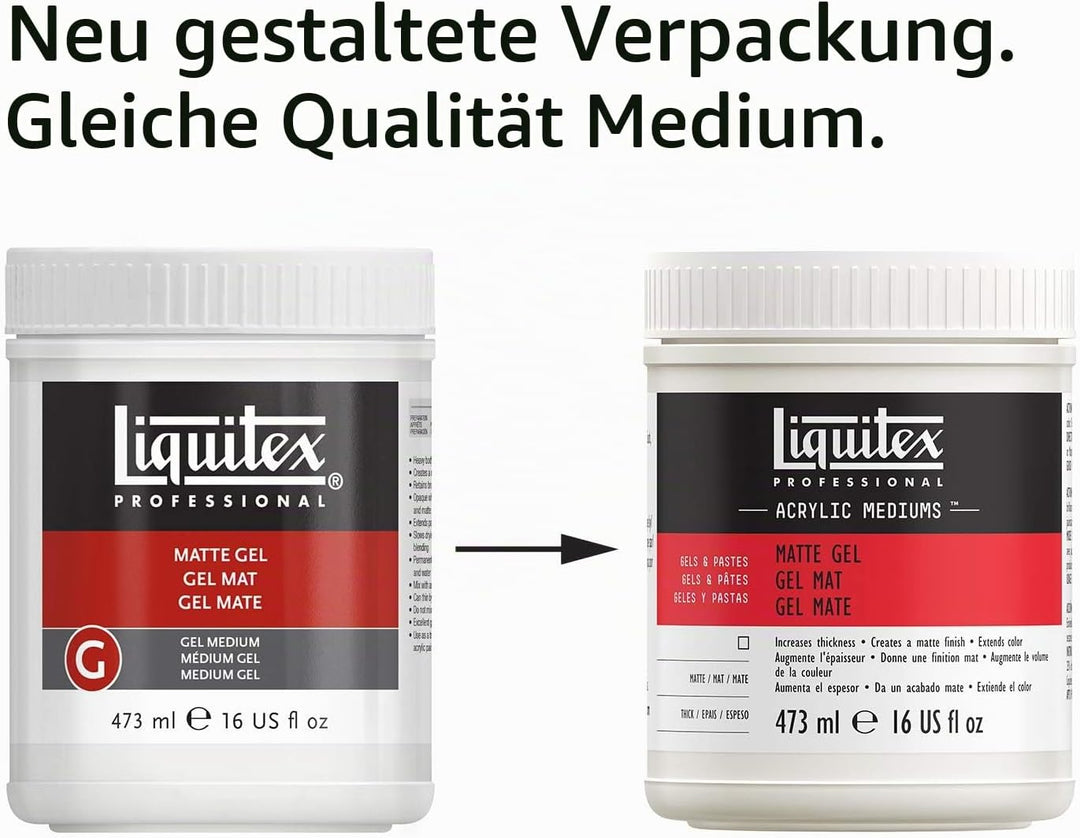 Liquitex 5322 Professional Mattes Gel Medium, entzieht Acrylfarben den Glanz, kann als Klebemittel f