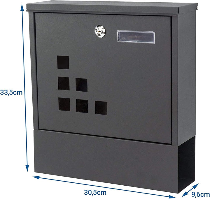 VERDA Designer Briefkasten mit Zeitungsfach, XL Postkasten, Wandbriefkasten, Mailbox, 2X Schlüssel,